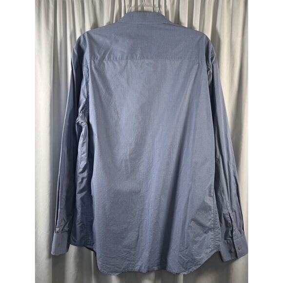 Perry Ellis Geo Print Cotton Dress Shirt Blue White XXL Academia Preppy 77-51 - Picture 6 of 9